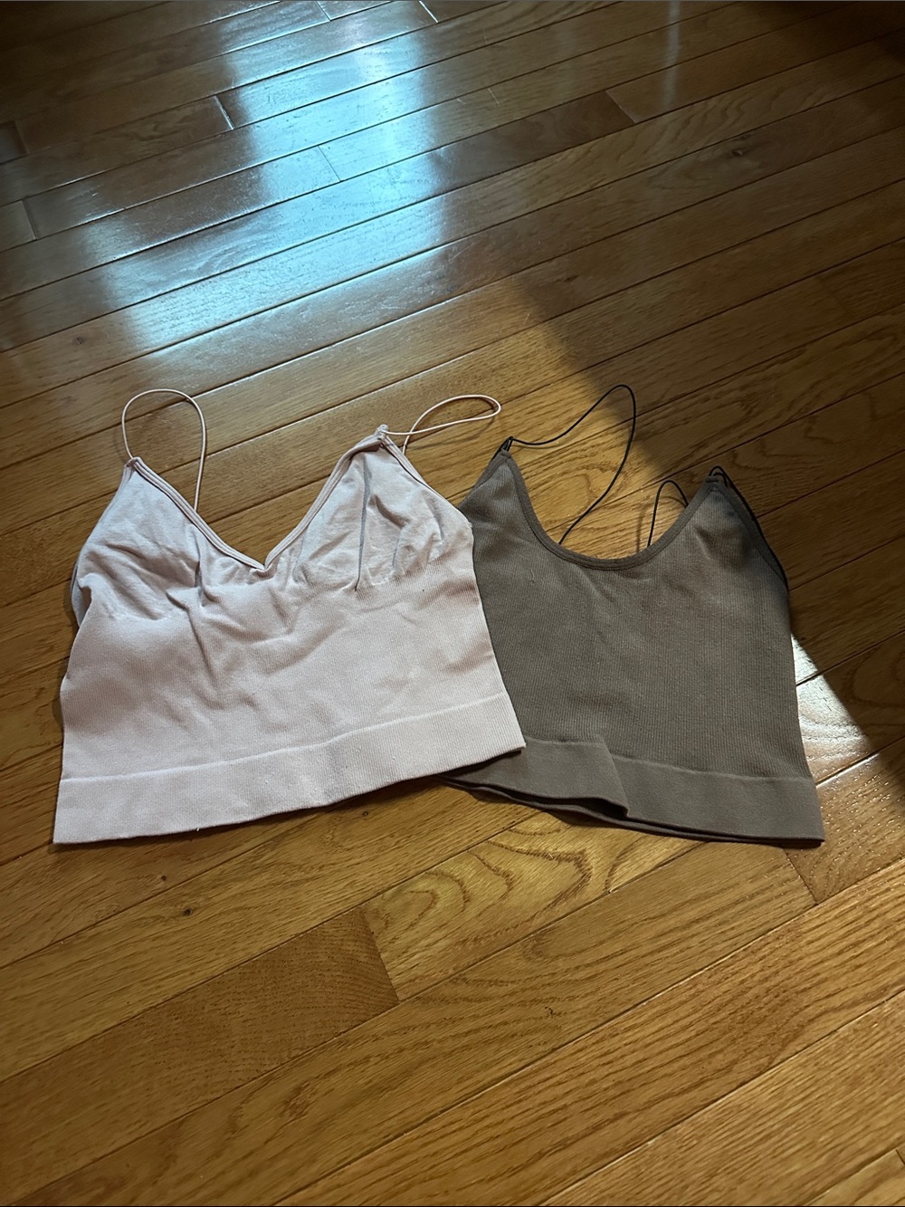 Free People Pink and Taupe Ribbed Tank Tops
